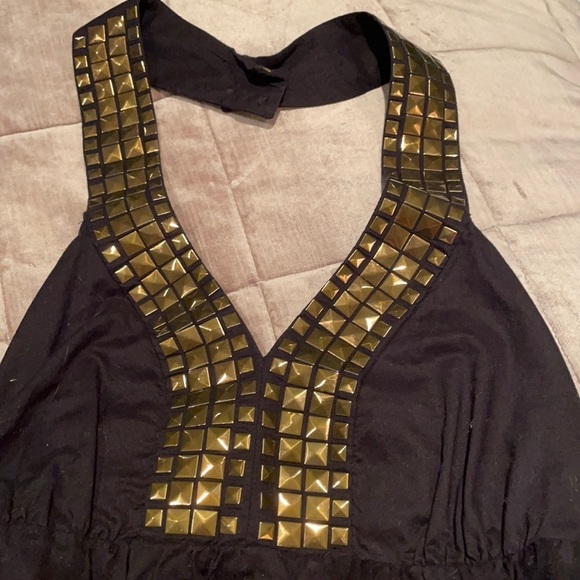 MICHAEL Michael Kors Tops - MICHAEL Kors Black/Bronze Embellished Halter Top